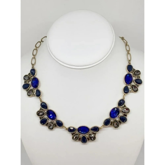 J. Crew Blue Jeweled Cluster Necklace - Picture 1 of 2